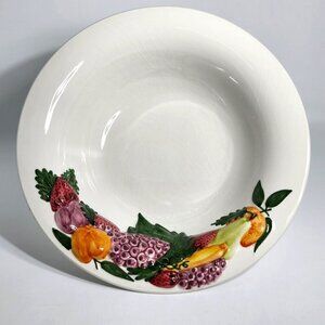 RC Real Ceramica Portugal Fruit Bowl Vibrant Strawberries Peaches Leaves Vintage